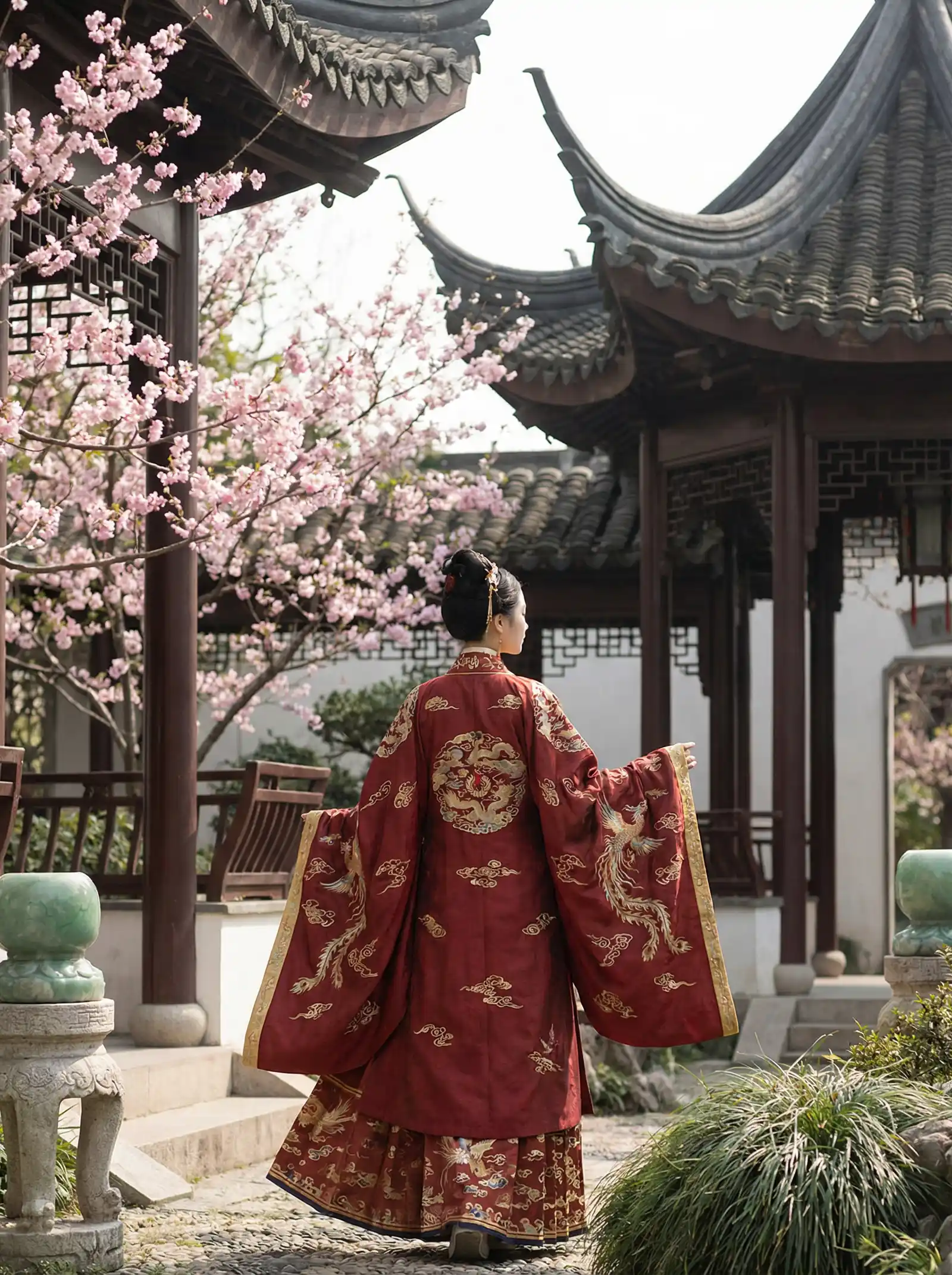 输了被罚让别人玩一个月 明制汉服红色凤凰刺绣